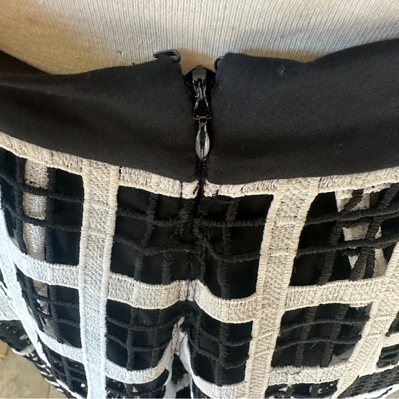Alexis Albina Windowpane-Check Mesh-Knit Midi Skirt Black/White Women's Size S - Picture 5 of 11